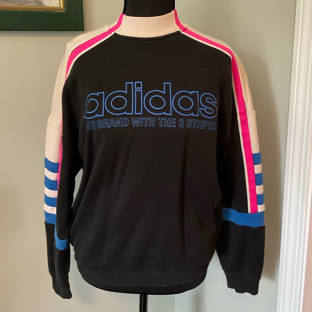 Adidas Black and Blue Crewneck Sweater